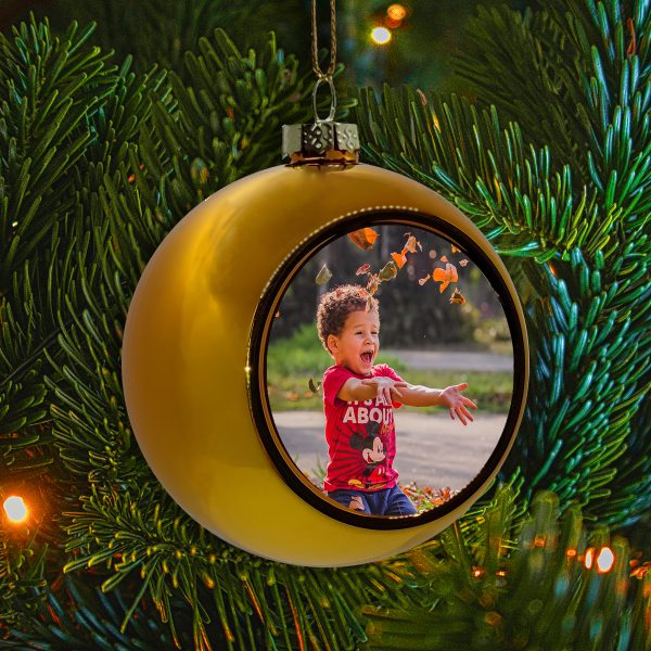 Printed Christmas Tree Ornament / Bauble - Gold Round Bauble