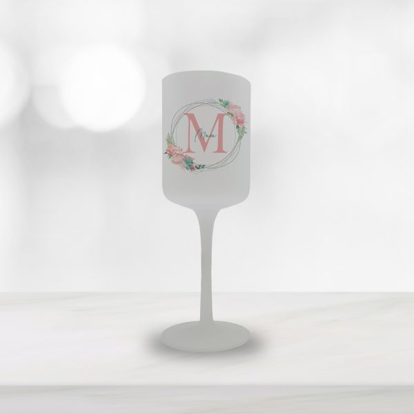 Personalised Name/Initial Frosted Wine Glass