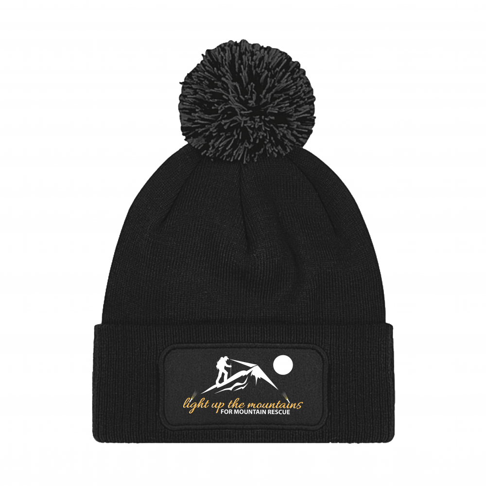 Adult Bobble Hat – Black – Light Up The Mountains – Adventure Buddies